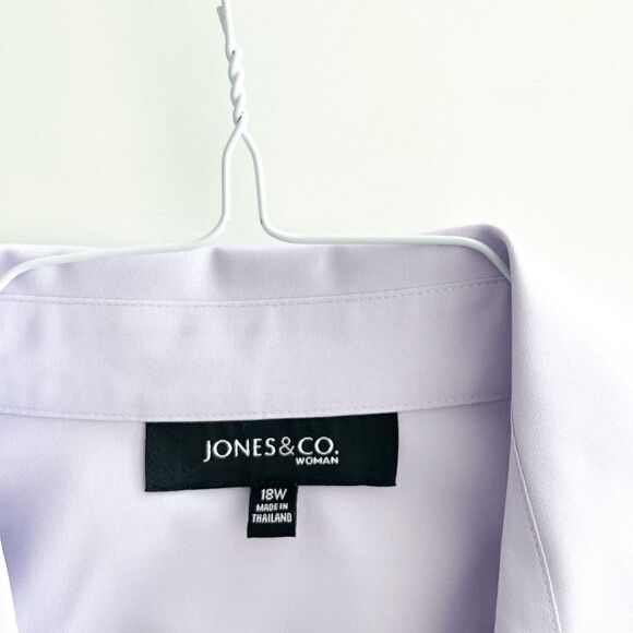 Jones & Co. Womens Blouse Long Sleeve Button Front Relaxed Fit Light Purple 18W - Picture 3 of 7